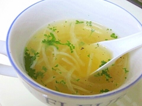 パスタの茹で汁☆　「大根コンソメスープ」